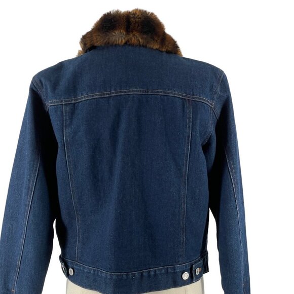 Ralph Lauren Denim Trucker Jacket Removable Faux Fur Collar Quilted Lining Small - Picture 2 of 12